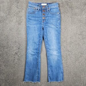 Madewell Cali Demi-Boot Jeans High Rise Button Fly Raw Hem Blue AA587 Womens 25